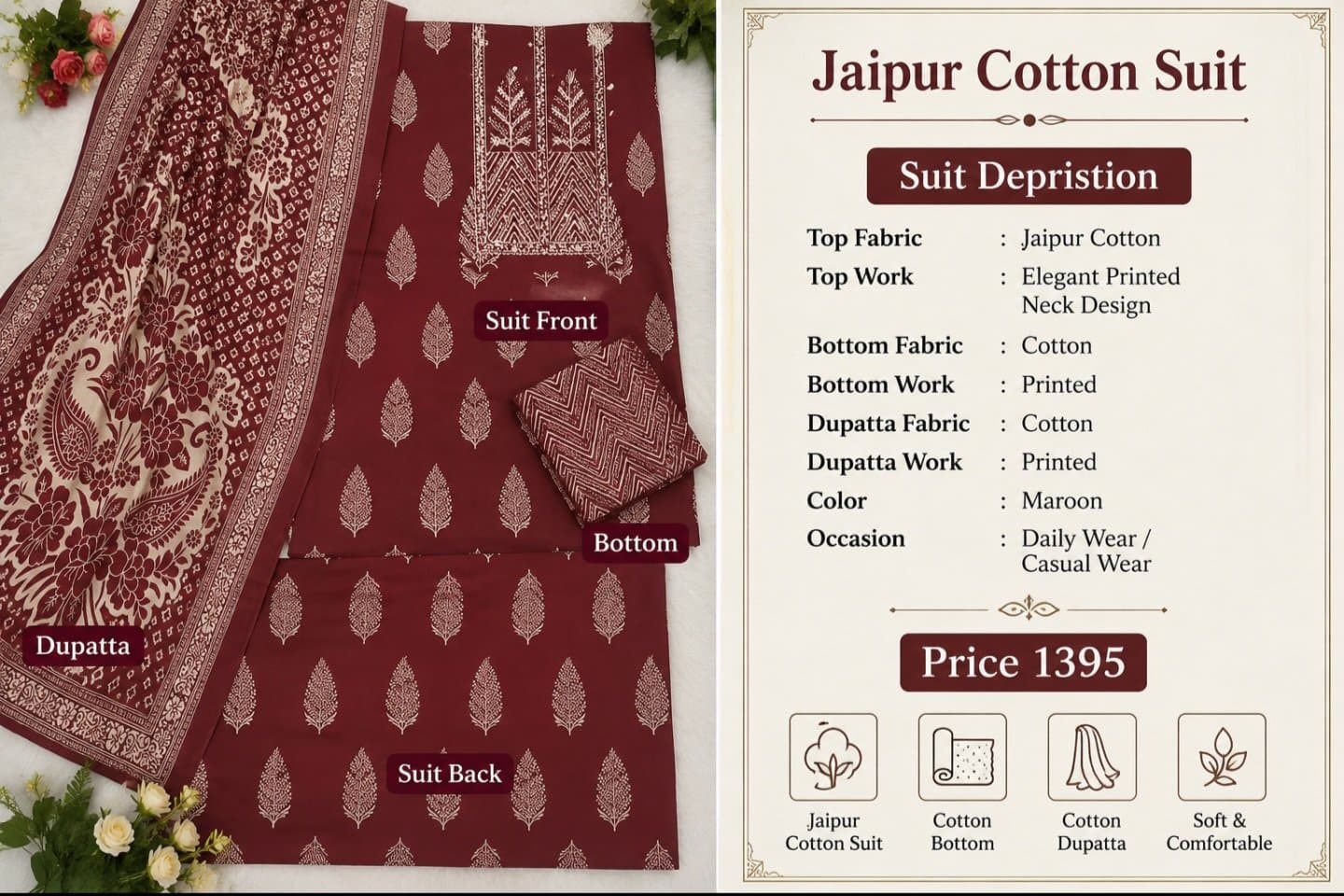 "Gulnaar Jaipur Cotton Suit